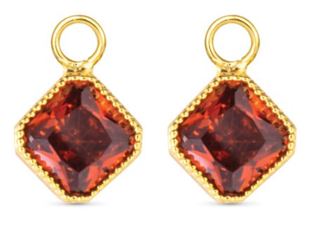 Burgundy Square Earring Charm Cheap