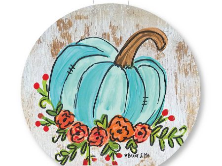 Blue Floral Pumpkin Door Hanger Supply