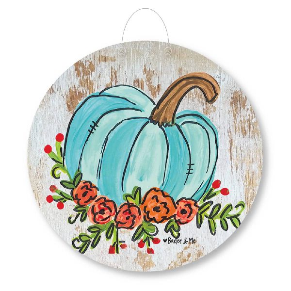 Blue Floral Pumpkin Door Hanger Supply