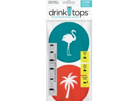 TAP & SEAL Drink Covers - Hanger 2 PK: Flamingo Palm Tree For Sale