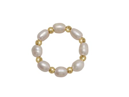 4 5MM Rice Pearl Water Resistant Gold Ball Roll on Ring Online