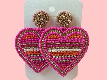 Big Striped Heart Earrings For Cheap