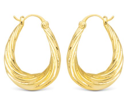 Amanda Blu + Gold Lucy Polished Chunky Twisted Rib Oval Hoop Earrings Discount