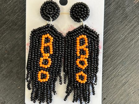 Black & Orange BOO Earrings Discount