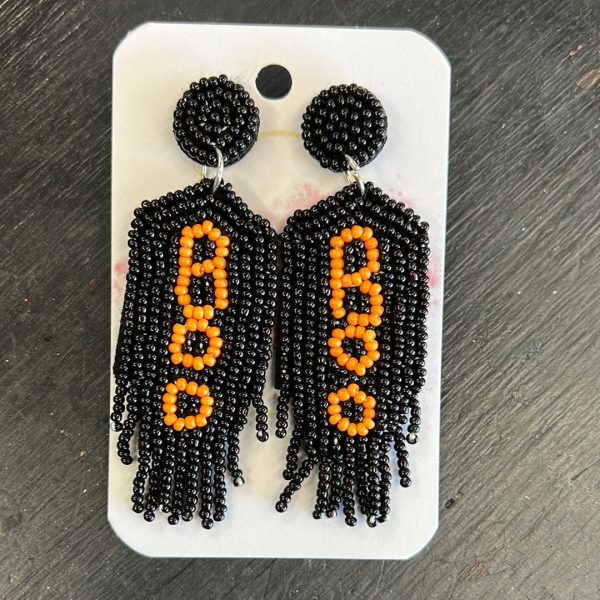 Black & Orange BOO Earrings Discount