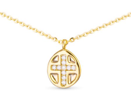 Amanda Blu + Gold Inset CZ Cross Necklace Hot on Sale