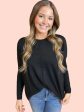 Black Round Neck Sweater Top For Cheap