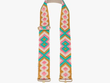 Bohemian - Pink Green Guitar Strap Discount