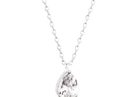 Amanda Blu + Silver Pear Shaped Solitare Necklace Online