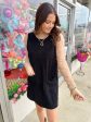 Black Corduroy Backless Casual Mini Dress Fashion