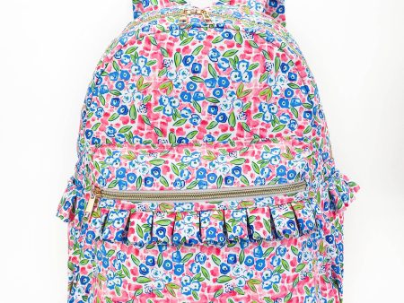 Blue Flower Girls Ruffle Backpack Fashion