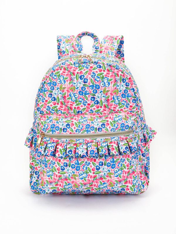 Blue Flower Girls Ruffle Backpack Fashion