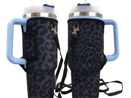 Black Leopard 40oz Tumbler With Handle Sleeve For Discount