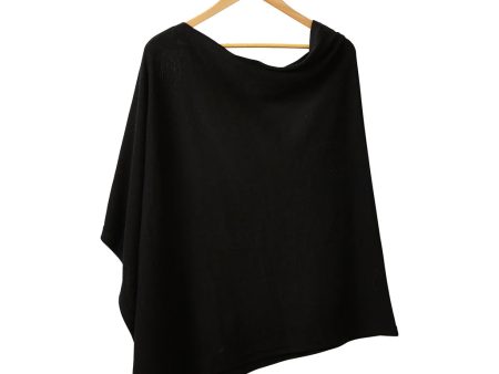 Black Solid Cotton Poncho Discount