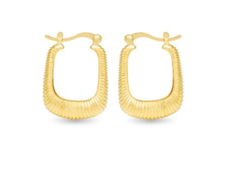 Amanda Blu + Gold Angelina Polished Ribbed Square Hoop Earrings on Sale