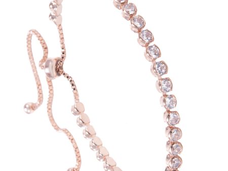 Bezel Set Pull Cord Bracelet + Rosegold Sale