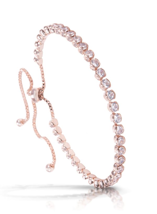 Bezel Set Pull Cord Bracelet + Rosegold Sale