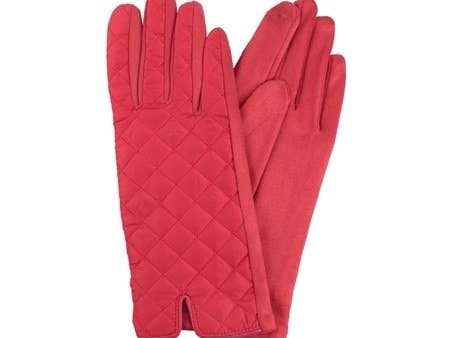 Quilted Diamond Pattern Smart Touch Gloves: Red Online Sale