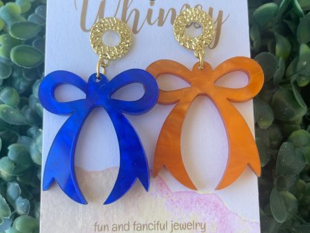 Blue & Orange Bow Earrings Discount