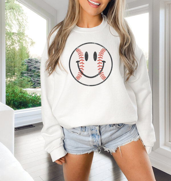 Baseball Smiley Sweatshirt Fashion