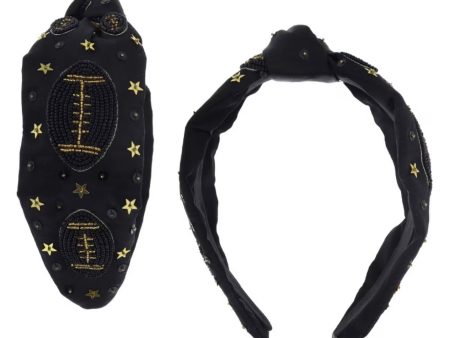 Black With Gold Star Football Headband For Discount