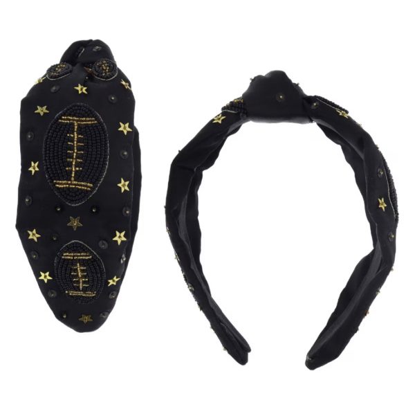 Black With Gold Star Football Headband For Discount