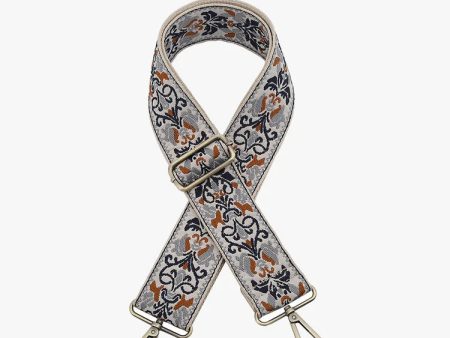 Boho Vine - Navy Grey Carmel Guitar Strap Supply