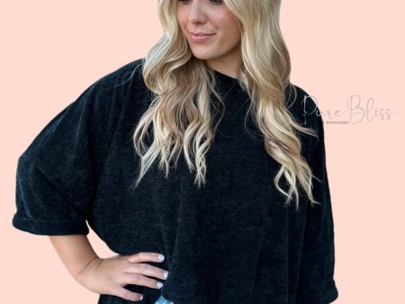 Black Soft Chennile Top Online Sale