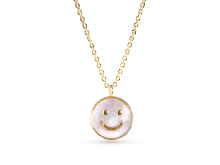 Gold Mother Pearl Smiley Face Necklace Online Sale