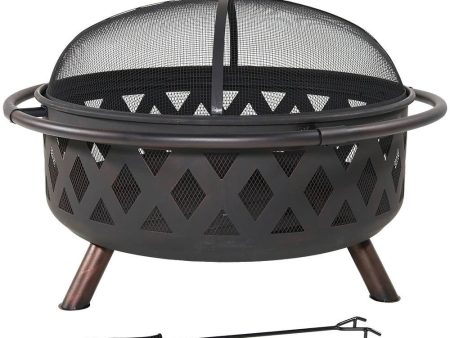 Sunnydaze Black Crossweave Wood Burning Fire Pit - 36-Inch Sale