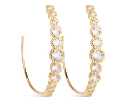 Amanda Blu + Gold Graduated Bezel Set CZ Hoop Earrings Cheap