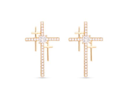 Amanda Blu + Gold Triple Cross Earrings Hot on Sale