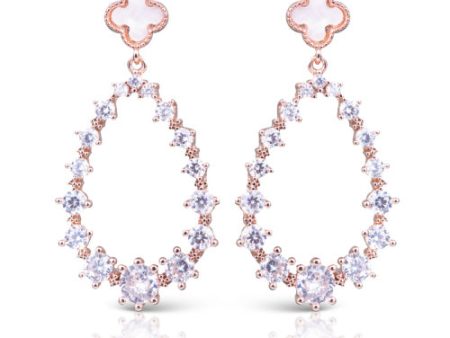 Amanda Blu + Rose Gold CZ  Open Tear Drop Earrings For Sale