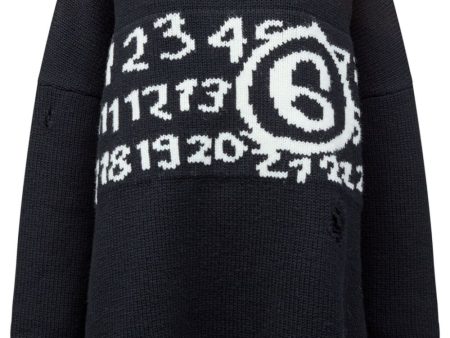 Numbers-Motif Drop-Shoulder Jumper Sale